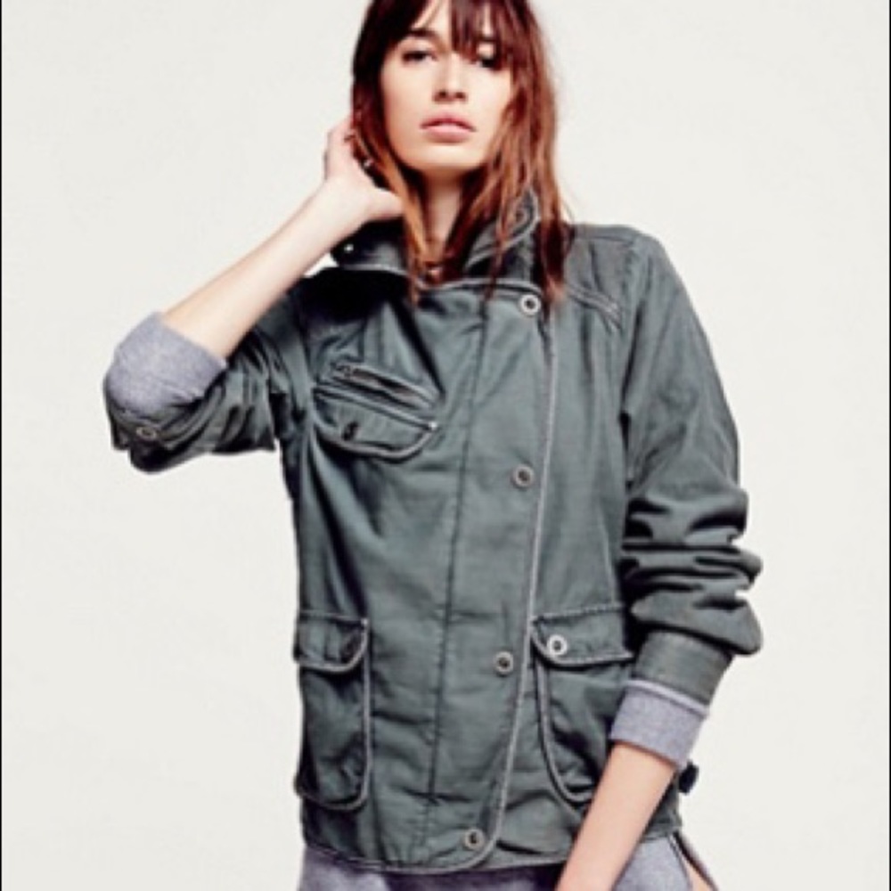Free People Twill 2 Pocket Slouchy Jacket